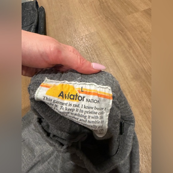 Aviator Nation Gray Sweatpants with Yellow Accent - Picture 3 of 3